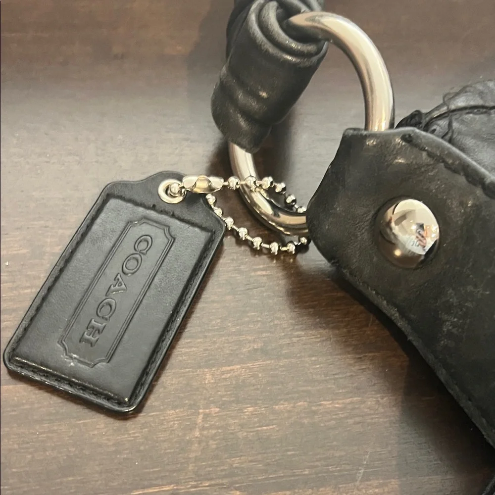 Coach Black Leather Shoulder Bag with Silver Hardware